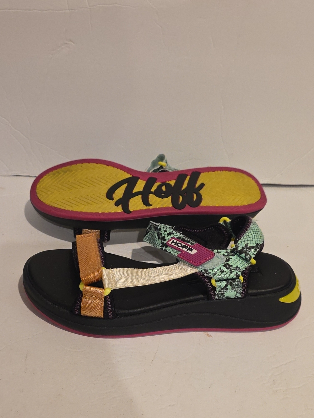 HOFF Women's Multi-Color Sport Sandals - Black Footbed Size 40 Uk 7 Us 9 Shoes